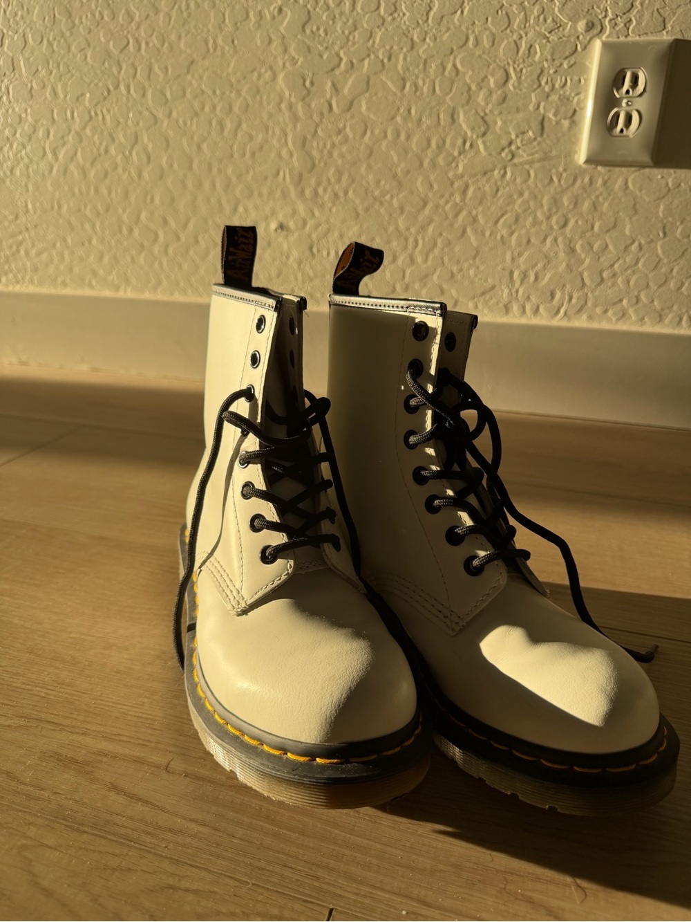 Dr. Martens Inspired Women's White Leather Lace-Up Boots